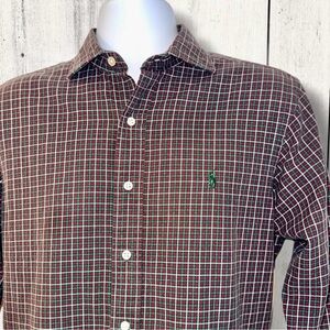 Polo Ralph Lauren Stanton Classic Fit Men’s M Plaid Button Down Green Red Y2K